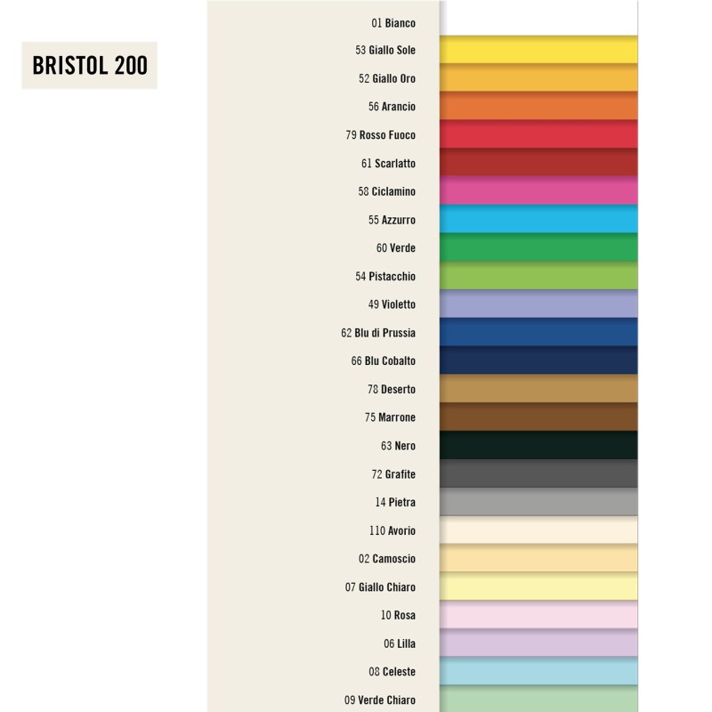 Cartoncino Bristol Color 50 x 70 cm 200 gr rosso scarlatto 61 Favini conf. 25 pezzi