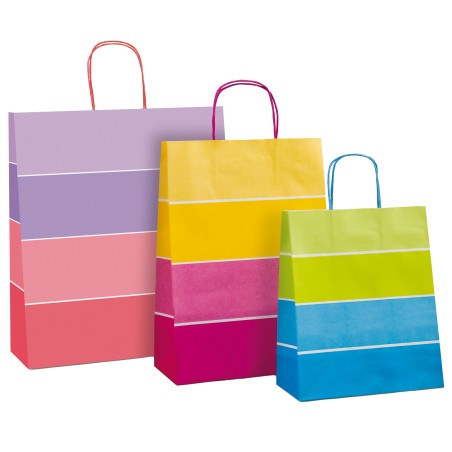 Shopper bicolor con manici carta ritorta 16 x 8 x 21 cm colori assortiti Rex Sadoch