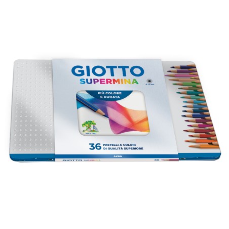 Pastello Supermina mina 3,8 mm colori assortiti Giotto astuccio in metallo 36 pezzi