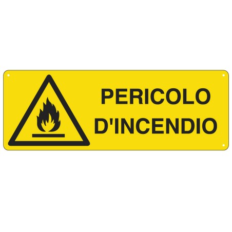 Cartello segnalatore 35x12,5 cm PERICOLO D'INCENDIO alluminio Cartelli Segnalatori