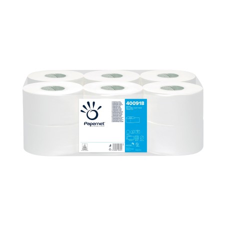 Carta igienica Mini Jumbo 2 veli 16,5 gr diametro 19,5 cm 9,5 cm x 152 m Papernet