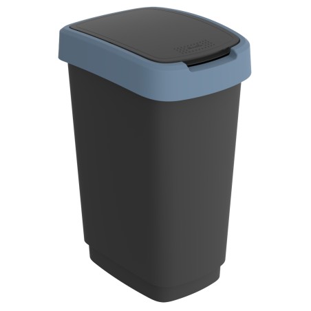 Pattumiera con coperchio basculante 50 L 40,1 x 29,1 x 60,2 cm PPL nero/blu Rotho