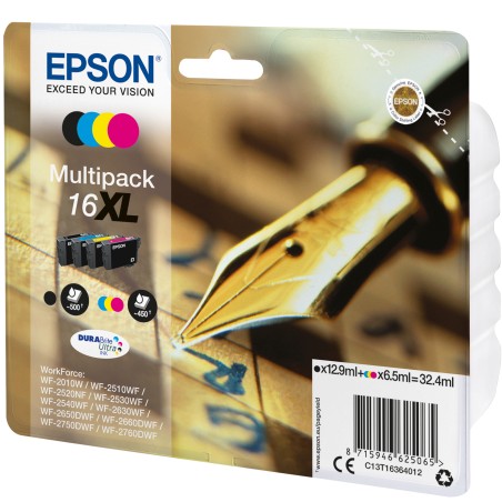 Epson Multipack Cartuccia ink 16XL C/M/Y/K C13T16364012 C/M/Y 6,5ml cad K 12,9ml