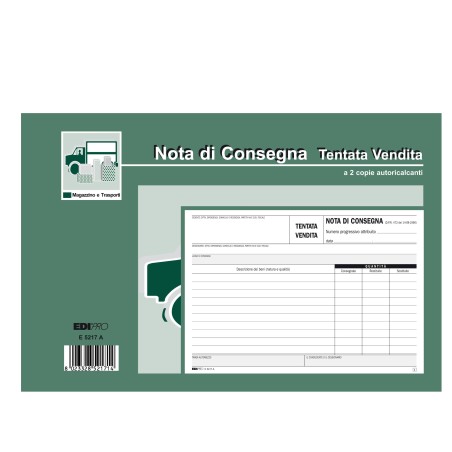 Blocco nota consegna tentata vendita 50/50 fogli autoricalcanti 15 x 23cm Edipro