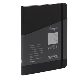 Taccuino EcoQua Plus con elastico spiralato A5 70 fogli puntinato nero Fabriano