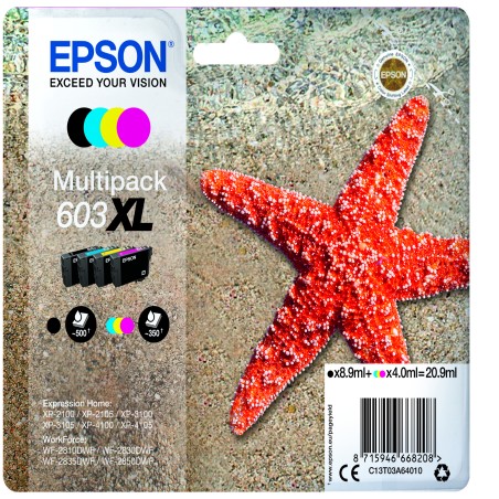 Epson Multipack Cartucce Ink 603XL C/M/Y/K C13T03A64010 C/M/Y 4ml cad / K 8,9ml