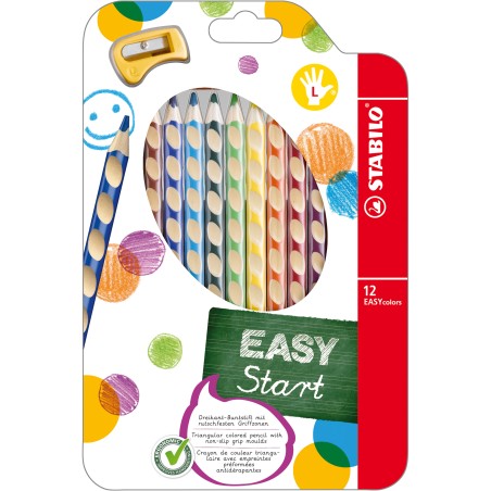 Pastelli Easycolors diametro mina 4,2 mm per mancini Stabilo astuccio 12 colori