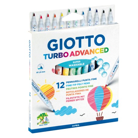 Pennarelli Turbo Advanced punta 2,8mm colori assortiti Giotto astuccio 12 pezzi