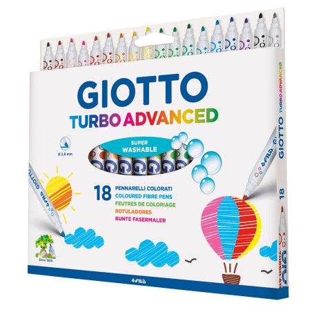 Pennarelli Turbo Advanced punta 2,8mm colori assortiti Giotto astuccio 18 pezzi