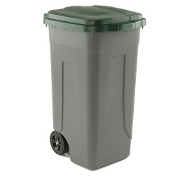 Bidone mobile con chiusura a clip 49x54x85 cm 100 L grigio/verde Mobil Plastic
