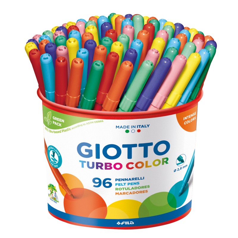 Pennarelli Turbo Color punta ø2,8mm colori assortiti Giotto barattolo 96 pezzi