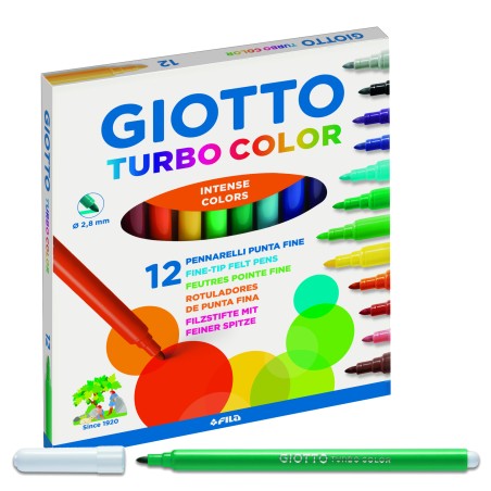 Pennarelli Turbo Color punta ø2,8mm colori assortiti Giotto astuccio 12 pezzi