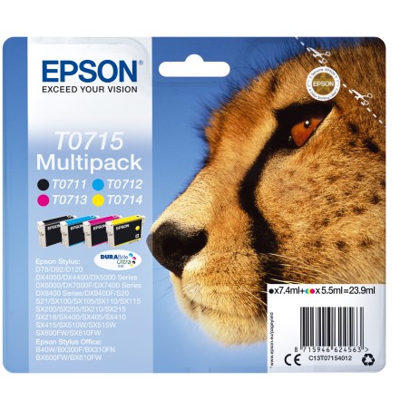 Epson Multipack Cartuccia ink C/M/Y/K T0715 C13T07154012 C/M/Y 5,5ml K 7,4ml