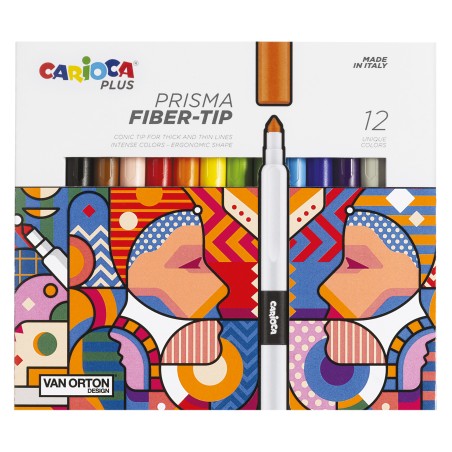 Pennarello Prisma punta 3,7 mm colori assortiti Carioca Plus conf. 12 pezzi