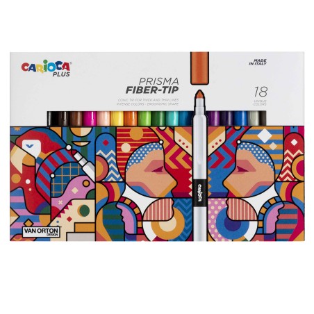 Pennarello Prisma punta 3,7 mm colori assortiti Carioca Plus conf. 18 pezzi