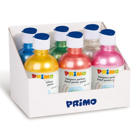 Tempera brillante perlata 300ml colori perlati assortiti Primo box 6 colori