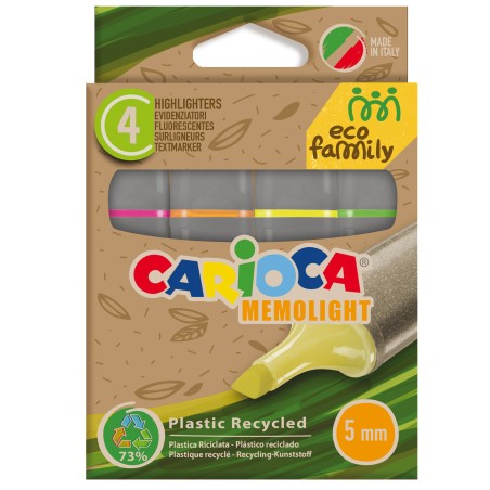 Evidenziatore Memolight Eco Family colori assortiti Carioca scatola 4 pezzi