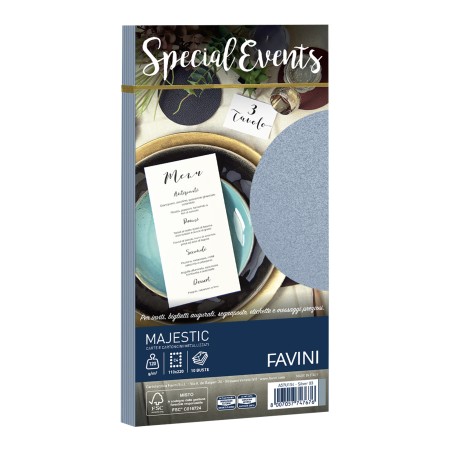 Busta Special Events metal argento 110 x 220mm 120gr Favini conf. 10 buste