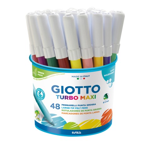 Pennarelli Turbomaxi punta ø5mm colori assortiti Giotto barattolo 48 pezzi