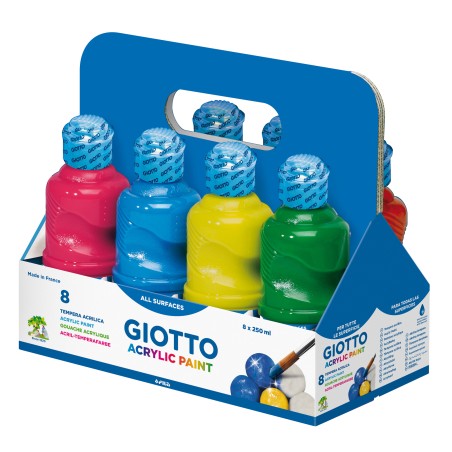 Tempera pronta acrilica 250ml colori assortiti Giotto schoolpack 8 flaconi