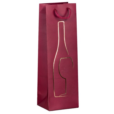 Shopper portabottiglie con manici in corda 12 x 37 x 9 cm rosso Rex Sadoch