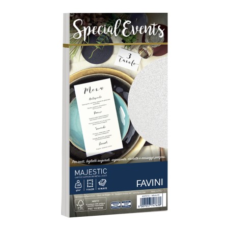 Busta Special Events metal bianco 110 x 220mm 120gr Favini conf. 10 buste