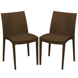 Sedia Venice 51 x 49 x 80 cm polipropilene moka Grandsoleil conf. 2 pezzi