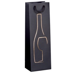 Shopper portabottiglie con manici in corda 12 x 37 x 9 cm nero Rex Sadoch