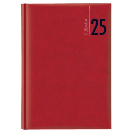 Agenda giornaliera 2025 copertina in carta imbottita 14,5 x 20,5 cm rosso