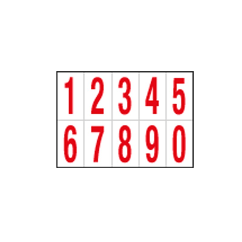 Numeri adesivi da 0 a 9 in PVC 56 x 99 mm 10 et/fg 1 foglio rosso/bianco