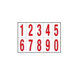 Numeri adesivi da 0 a 9 in PVC 56 x 99 mm 10 et/fg 1 foglio rosso/bianco