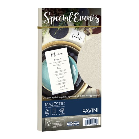 Busta Special Events metal crema 110 x 220mm 120gr Favini conf. 10 buste