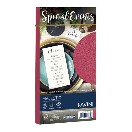 Busta Special Events metal rosso 110 x 220mm 120gr Favini conf. 10 buste