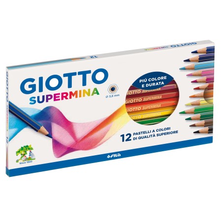 Pastello Supermina mina 3,8 mm colori assortiti Giotto astuccio 12 pezzi