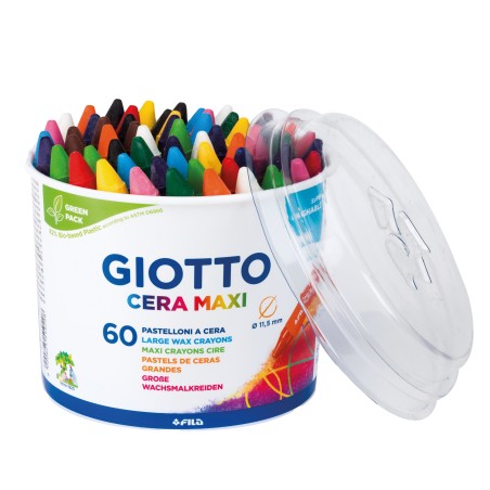Pastelli cera maxi lunghezza 100mm Ø11,50mm Giotto barattolo 60 pastelli