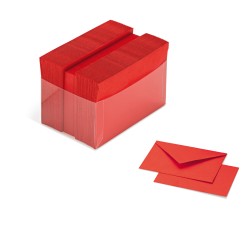 Scatola 100 cartoncini (200gr) + 100 buste (90gr) rosso formato 9 Favini