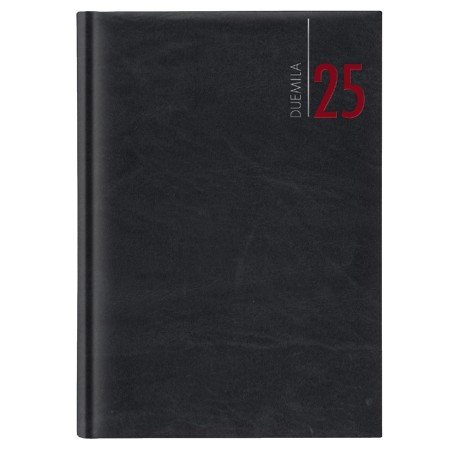 Agenda giornaliera 2025 copertina in carta imbottita 14,5 x 20,5 cm nero
