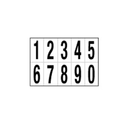 Numeri adesivi da 0 a 9 in PVC 56 x 99 mm 10 et/fg 1 foglio nero/bianco