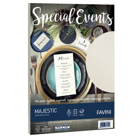 Carta metallizzata Special Events A4 120 gr crema Favini conf. 20 fogli