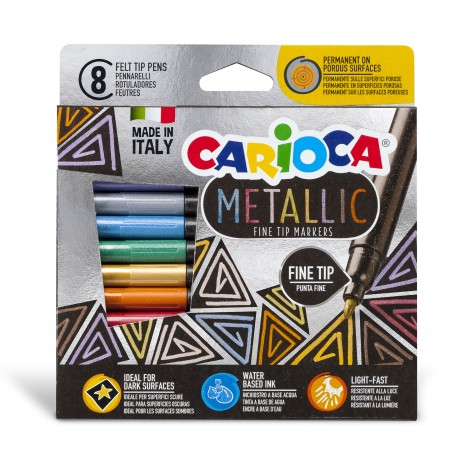 Pennarelli Metallic punta fine colori assortiti Carioca scatola 8 pezzi