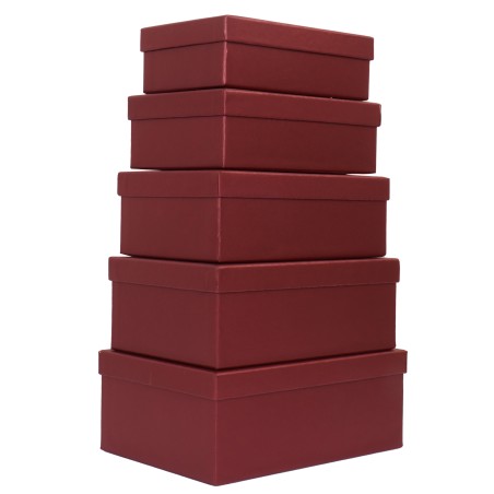 Set scatole regalo dimensioni assortite fantasia Burgundy conf. 5 pezzi