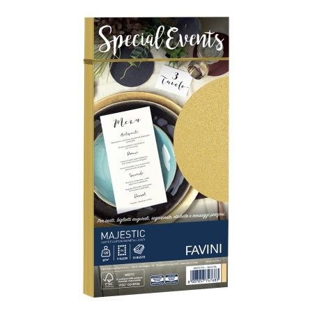 Busta Special Events metal oro 110 x 220mm 120gr Favini conf. 10 buste