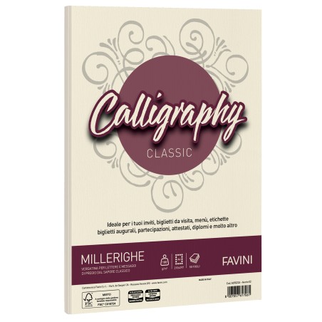 Carta Calligraphy Millerighe A4 100 gr avorio 02 Favini conf. 50 fogli
