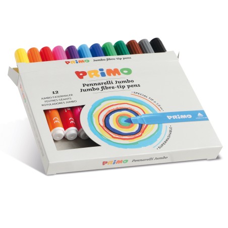 Pennarelli Jumbo punta ø7,6mm colori assortiti Primo astuccio 12 pezzi