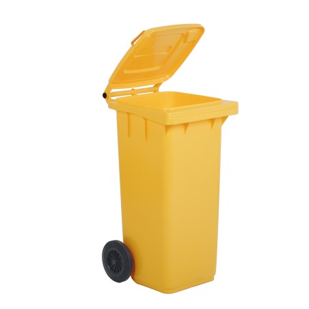 Bidone carrellato per raccolta differenziata 240 L giallo MobilPlastic