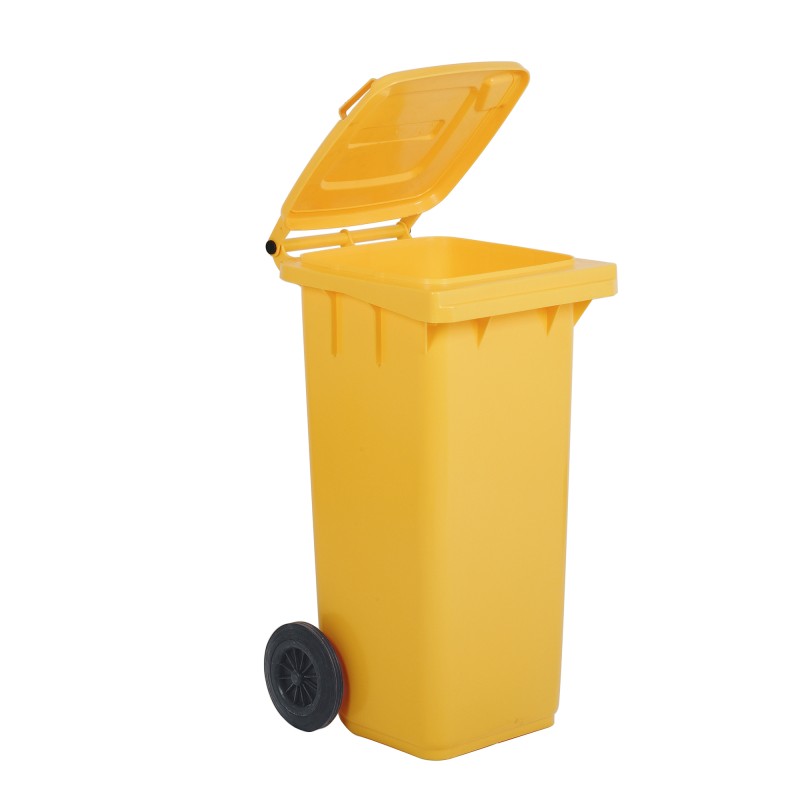 Bidone carrellato per raccolta differenziata 240 L giallo MobilPlastic