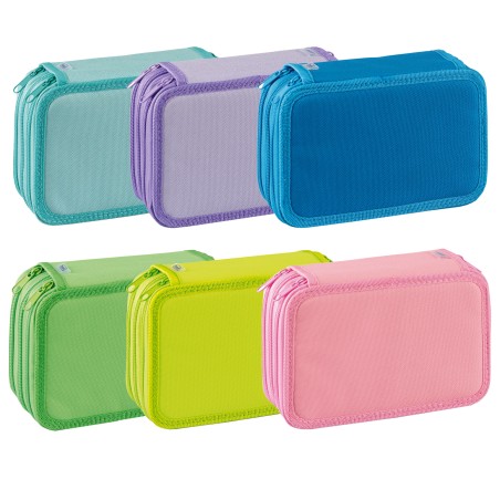 Astuccio 3 Zip Neon & Pastel 13 x 20 x 7,5 cm colori assortiti Favorit