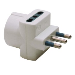 Adattatore triplo con spina 2P+T 16A 2 prese bipasso 10/16A + 1 Schuko