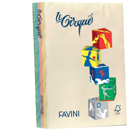 Carta Le Cirque A4 80 gr mix 5 colori pastello Favini conf. 500 fogli