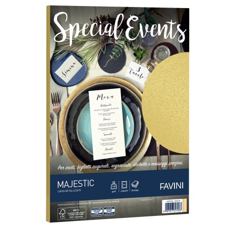 Carta metallizzata Special Events A4 120 gr oro Favini conf. 20 fogli